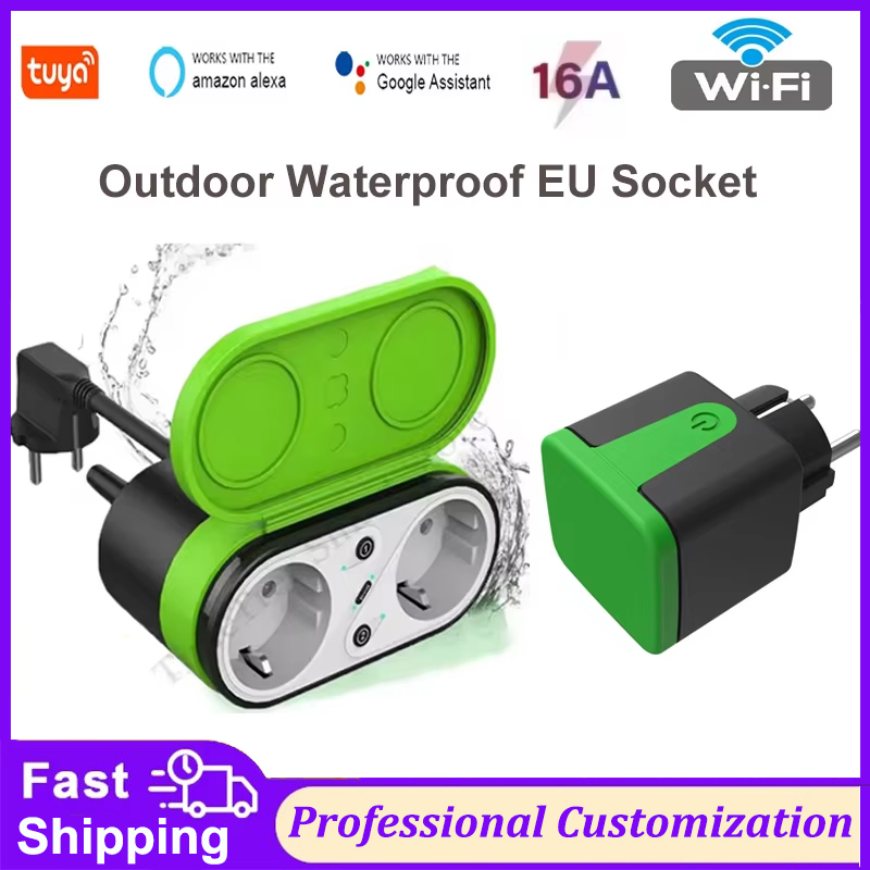 Timer Dual Outlet - Tuya EU 16A Wifi Smart Outdoor