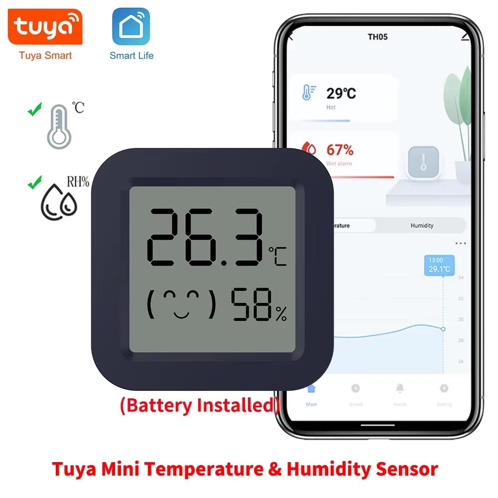 Digital Hygrometer Probe - BT Temperature Humidity Sensor Mini LCD
